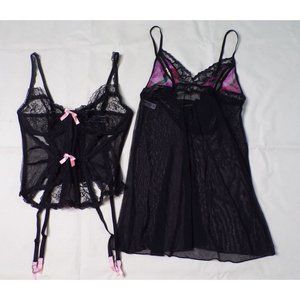 Victoria's Secret Bustier Garter 36D & Mapale Nightie M/L